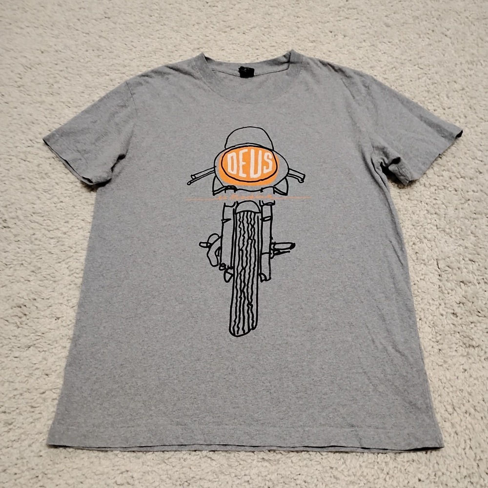 Deus Ex Machina T Shirt Mens Medium Gray Motorcycle Frontal Matchless Biker Logo